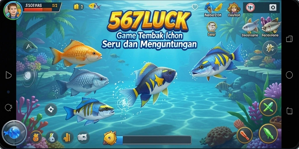 Tampilan gameplay seru di 567LUCK, menembak ikan dengan hadiah menarik.