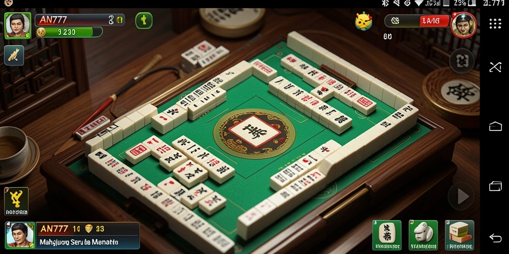 Screenshot utama AN777 menampilkan serunya permainan Mahjong.