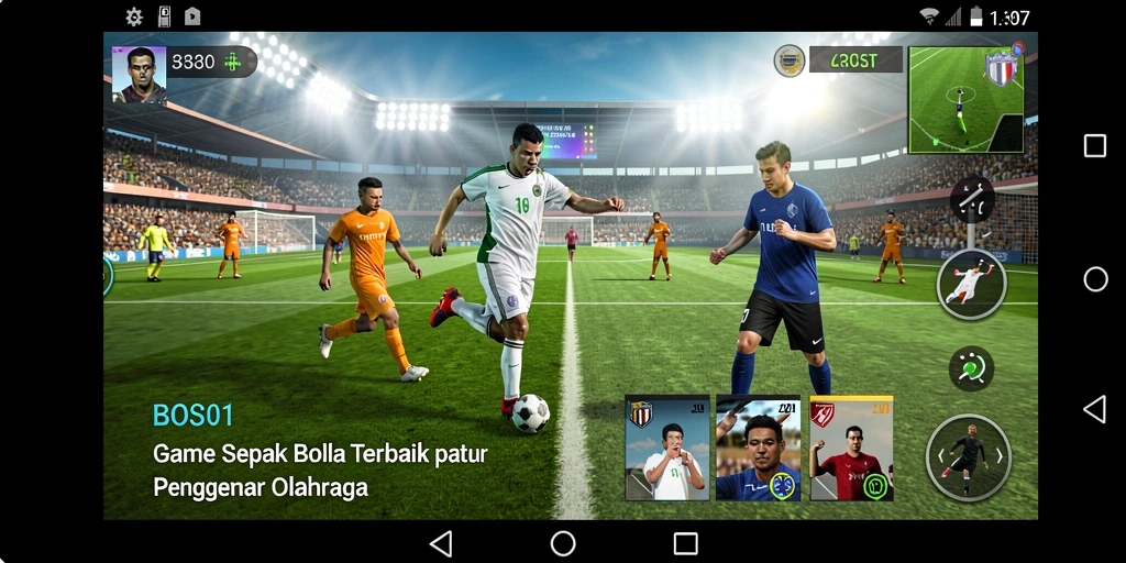 Menampilkan gameplay mendebarkan dari game Sepak Bola BOS01.