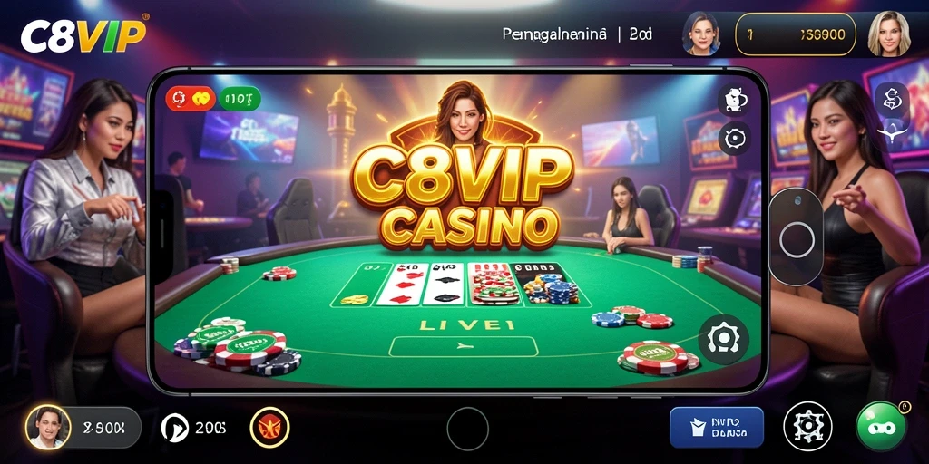 Tampilan utama gameplay C8VIP yang menarik dalam live casino.