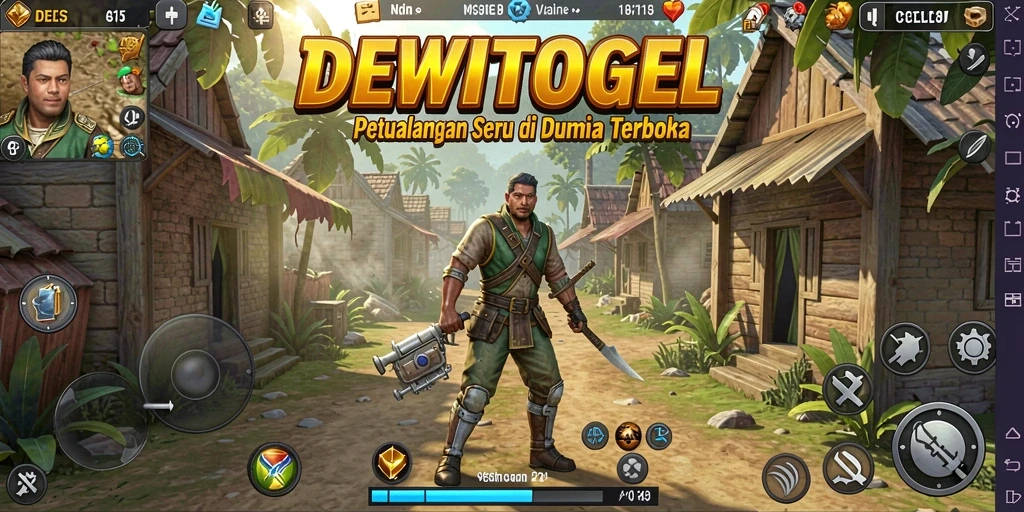 Screenshot utama DEWITOGEL yang menunjukkan gameplay eksplorasi dunia terbuka.