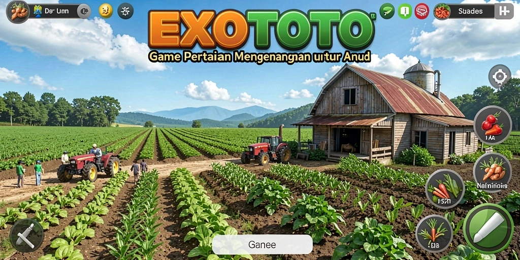 Gameplay menarik dari EXOTOTO saat bertani di lahan virtual.