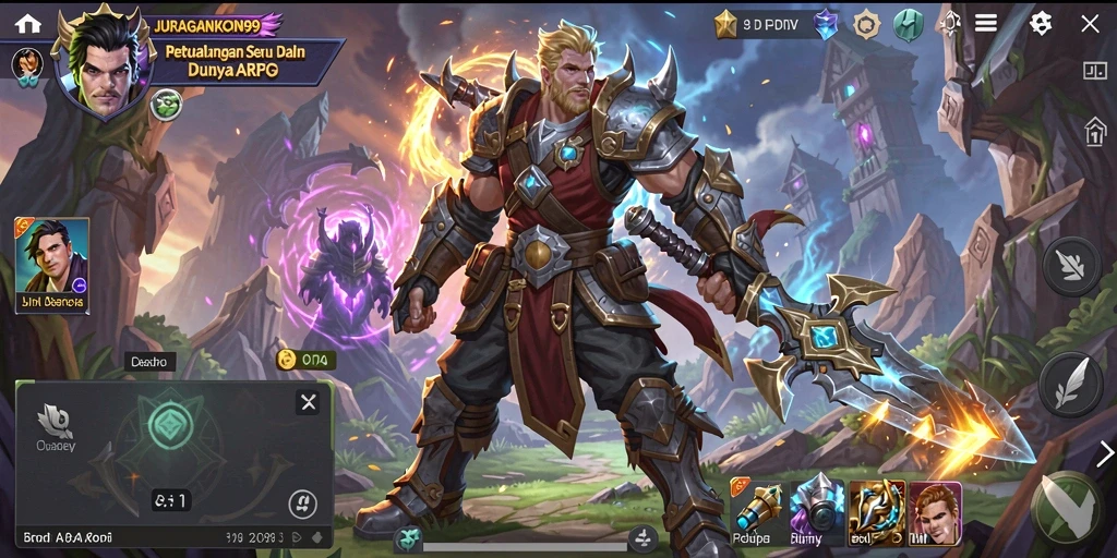 Screenshot utama menampilkan aksi seru dalam gameplay ARPG JURAGANKOIN99.