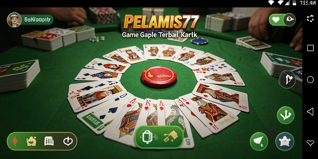 Gameplay PELAMIS77 menampilkan keseruan bermain Gaple bersama teman.
