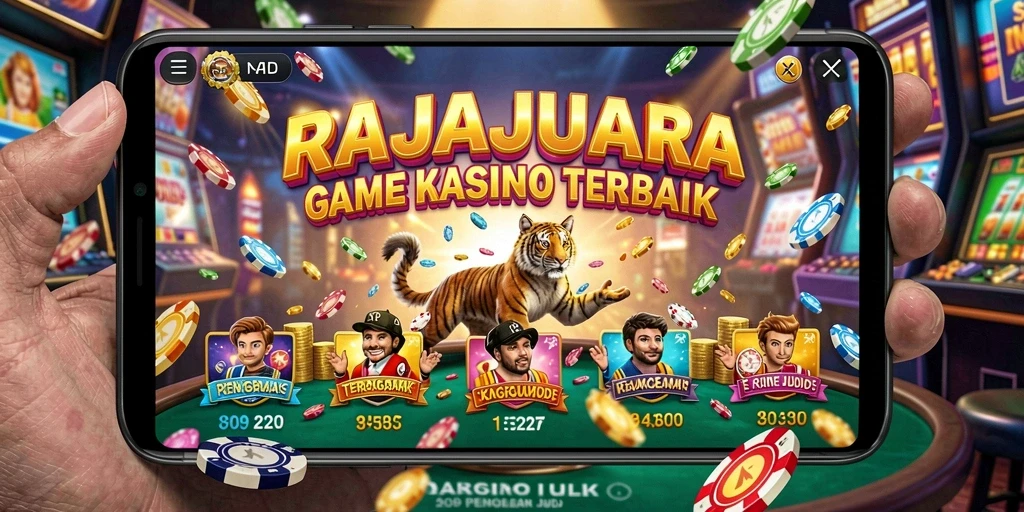 Tangkapan layar gameplay RAJAJUARA yang menampilkan suasana kasino yang menegangkan.