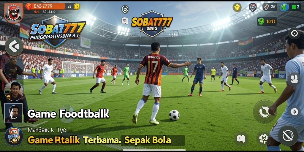 Tampilan gameplay menarik dari SOBAT777 dengan aksi sepak bola yang seru.