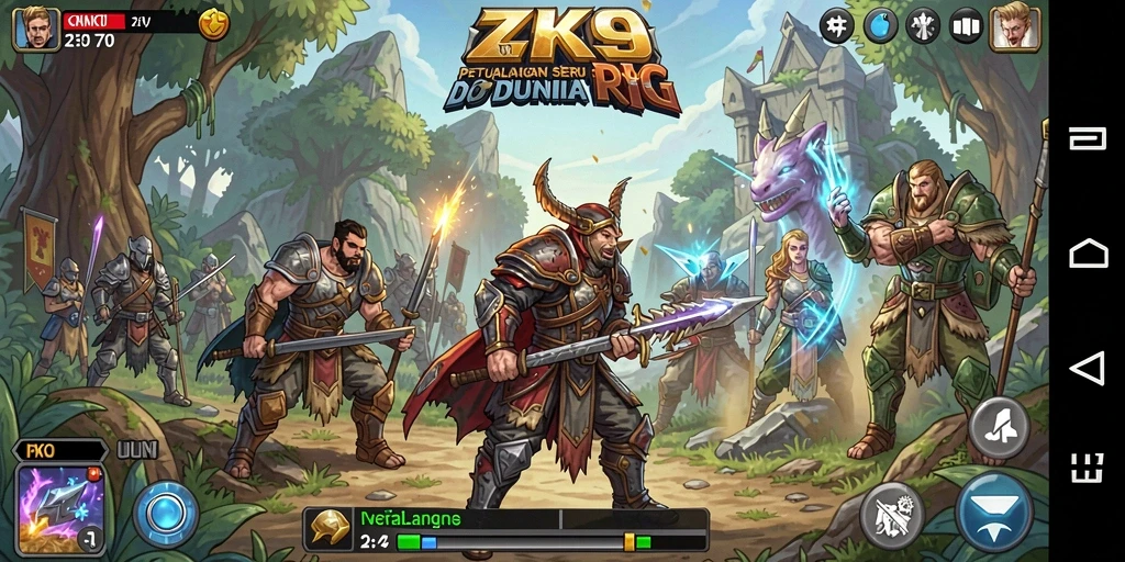 Screenshot gameplay ZK9 menunjukkan aksi pertarungan RPG yang mendebarkan.